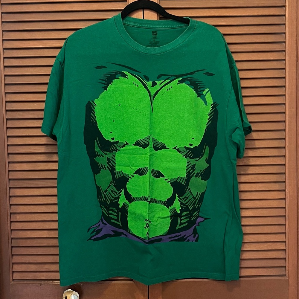 Marvel Hulk green muscle T-shirt XL costume